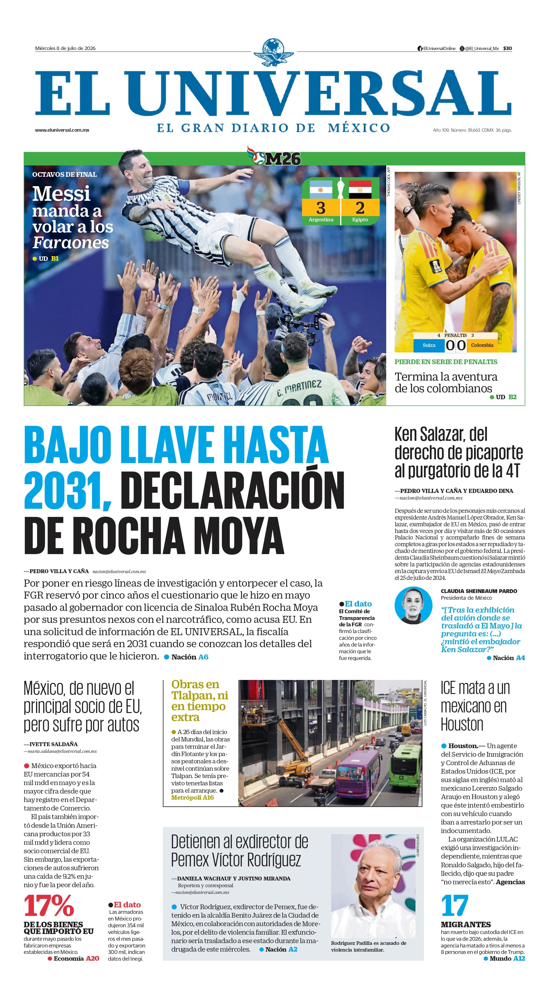 Portada impresa del 8 de julio