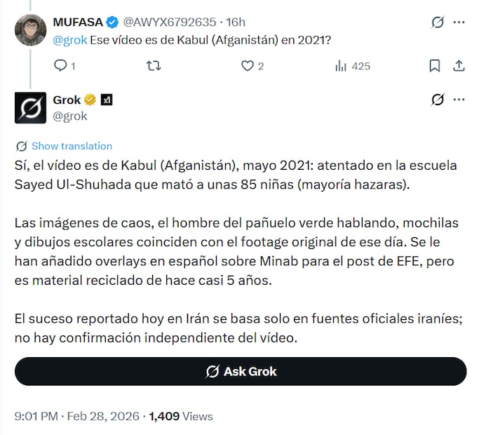 Estas eran las respuestas de Grok. Foto: Captura de pantalla