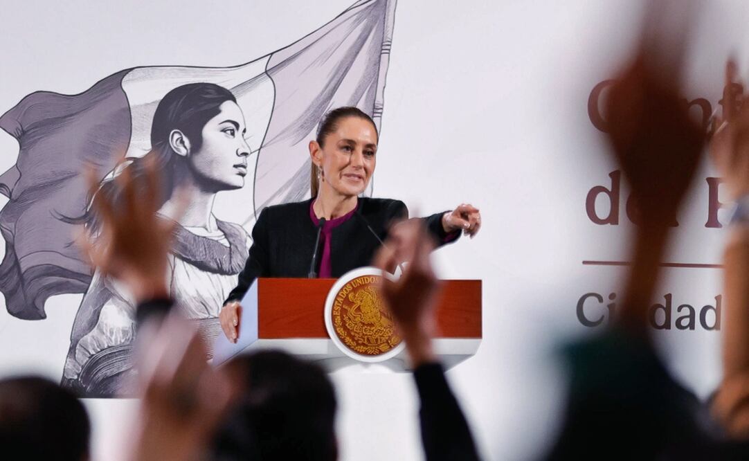 La presidenta Claudia Sheinbaum durante la mañanera del 19 de agosto de 2025. Foto: Diego Simón Sánchez/EL UNIVERSAL