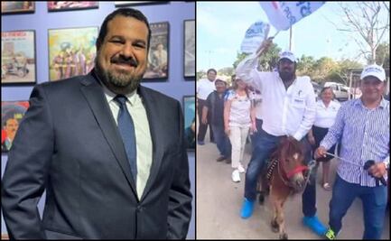 Tunden en redes a candidato del PAN por montar un poni en Yucatán