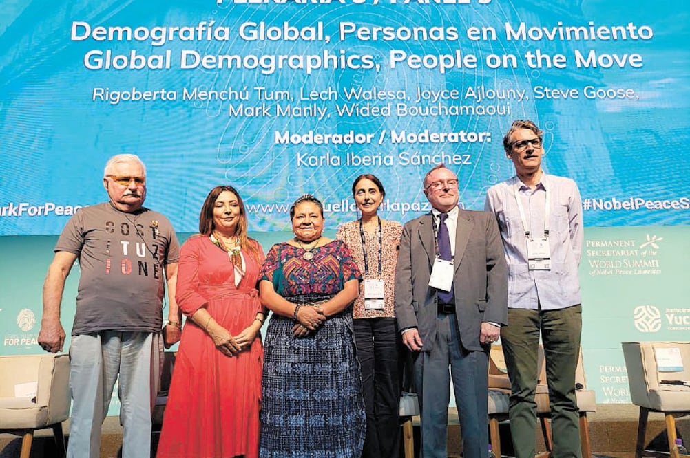 En Cumbre Internacional de los Premios Nobel de la Paz, en Yucatán, los laureados se pronunciaron a favor de las políticas migratorias con enfoque humanitario. Foto/ALEXIS ORTIZ. EL UNIVERSAL