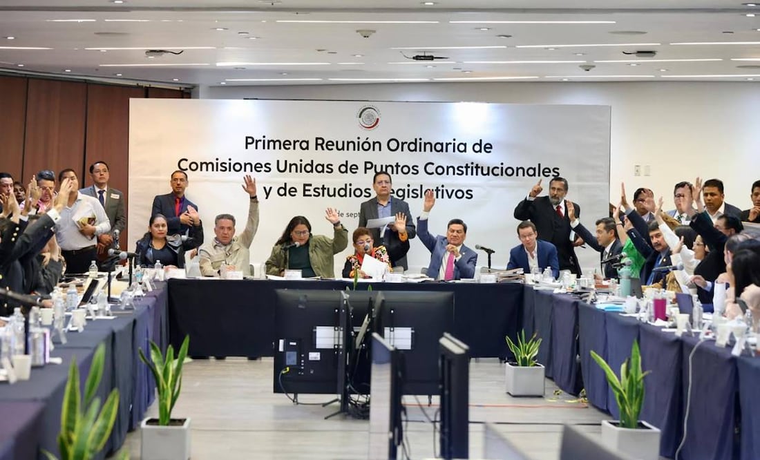 Se aprueba en lo general la minuta de reforma al poder judicial en las comisiones unidas de Puntos Constitucionales y de Estudios Legislativos  del Senado. Foto: Valente Rosas / EL UNIVERSAL