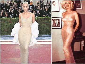 Kim Kardashian y Marilyn Monroe "sufrieron" para poder entrar en el mismo vestido