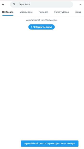 Al buscar "Taylor Swift" no se obtienen resultados en X. Foto: Captura de pantalla