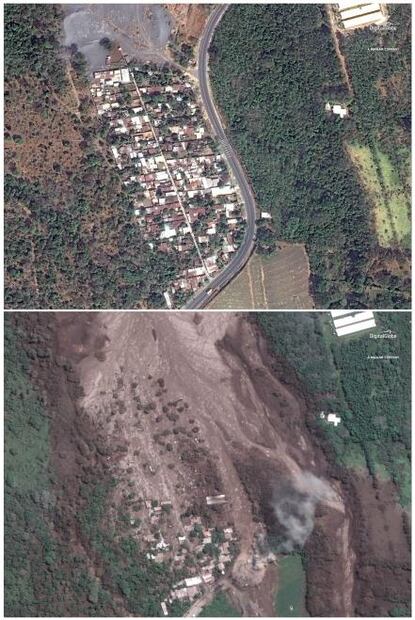 Fotos antes y después revelan destrucción de Volcán de Fuego