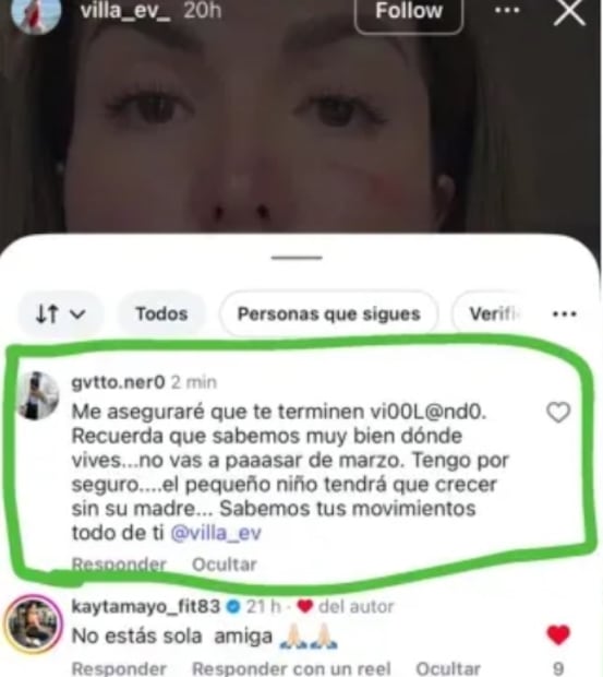 Amenazan de muerte a influencer Evelyn Villa. Foto: Captura de pantalla