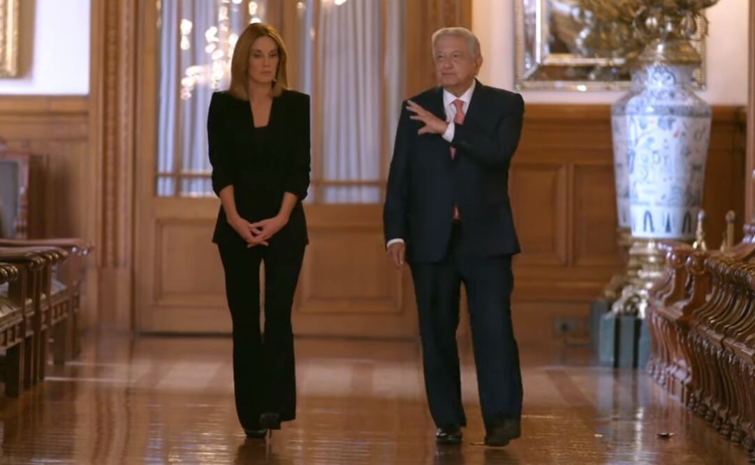 La periodista Sharyn Alfonsi, del programa “60 Minutes”, entrevista al presidente López Obrador / Captura de pantalla