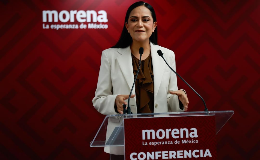 Conferencia de Ariadna Montiel, presidenta nacional de Morena (07/07/2026). Foto: Diego Simón Sánchez / EL UNIVERSAL