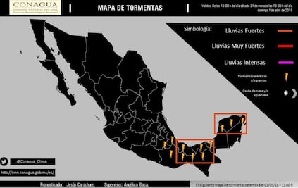 Prevén lluvias nocturnas en ocho estados del país