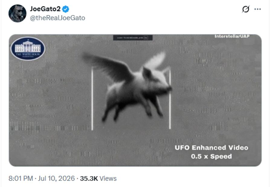 En redes sociales, internautas toman a broma desclasificaciones de archivos sobre OVNI de EU. Foto: Captura de pantalla X