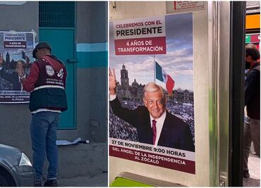 Además del Metro, Loret de Mola exhibe colocación de más propaganda para marcha de AMLO