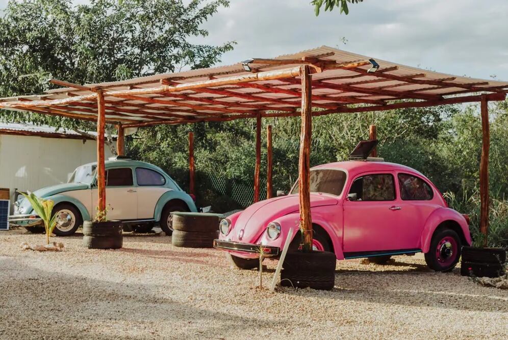 Si no quieres dormir en un vocho, prueba en una combi o en una avioneta. Foto: Airbnb Vocho Hotel - Eco Camping Valladolid