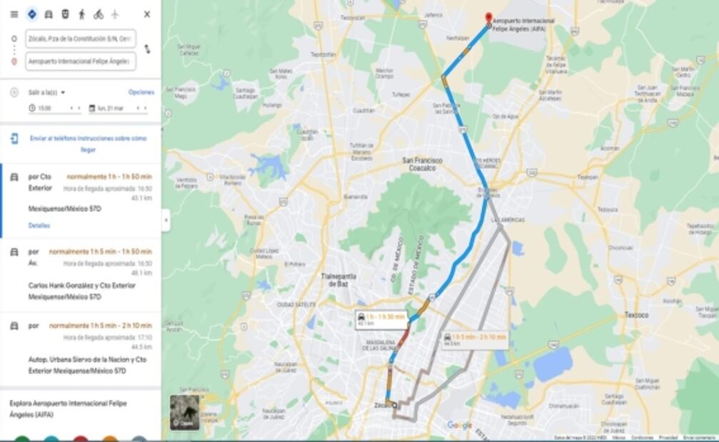 De Palacio Nacional al AIFA, ¿cuánto haces de día, de tarde y de noche?