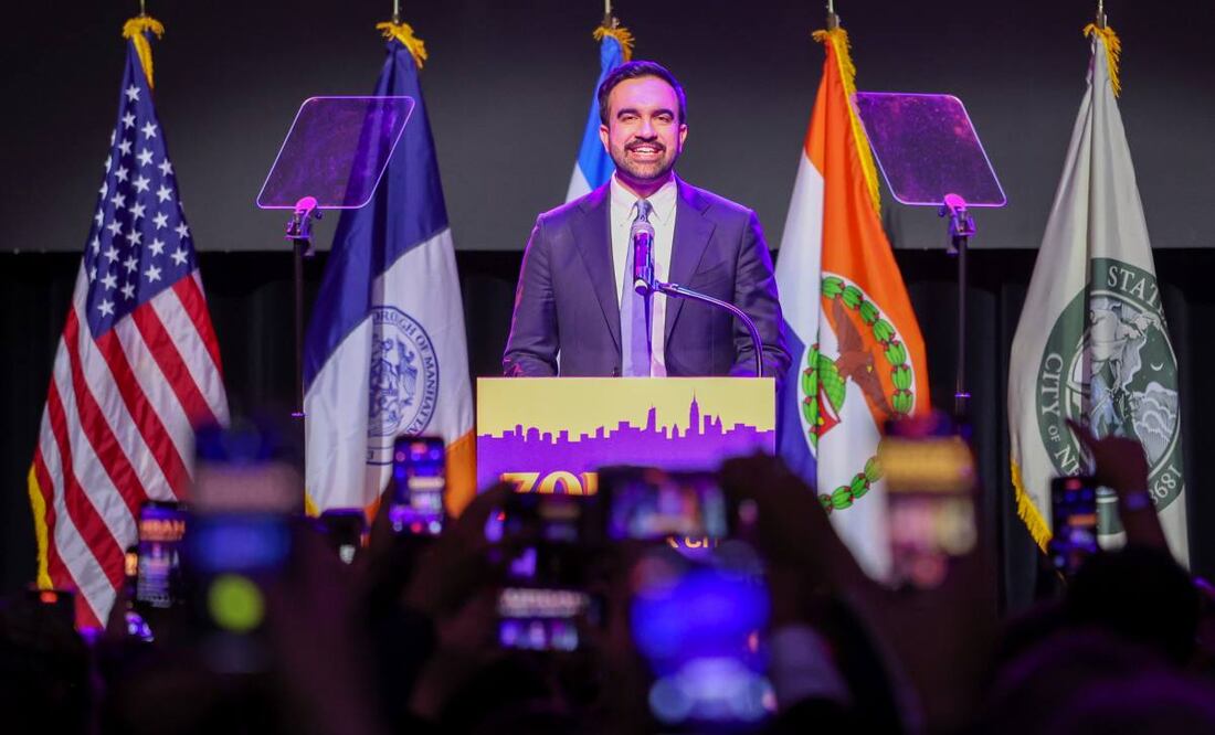 Zohran Mamdani hablando durante su discurso de victoria como alcalde electo de Nueva York. Foto: Sarah Yenesel / EFE