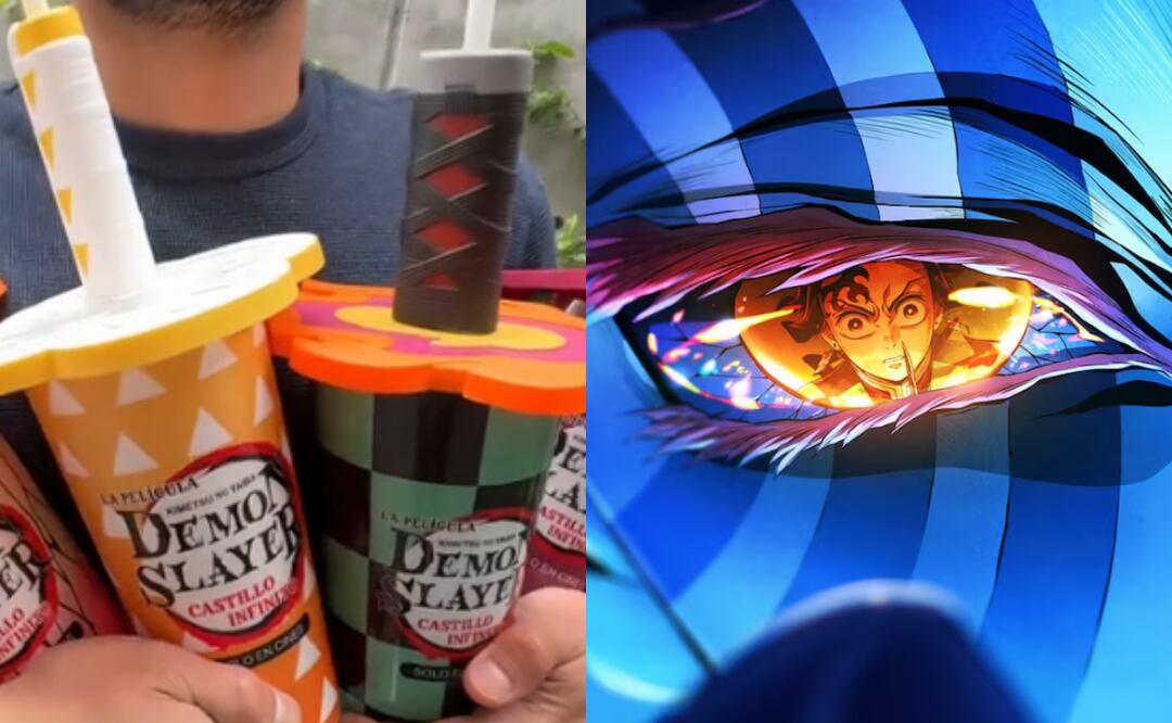 Cinépolis lanzará vasos coleccionables de Demon Slayer: El castillo infinito. Foto: TikTok @cinepolismx y Crunchyroll