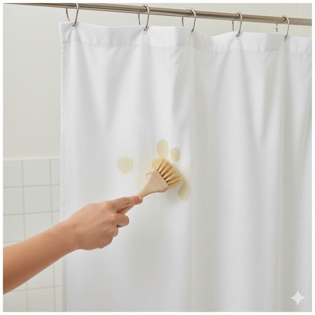 Cómo limpiar cortinas y mamparas de baño para eliminar cal, moho y suciedad. Foto creada con IA (Gemini)