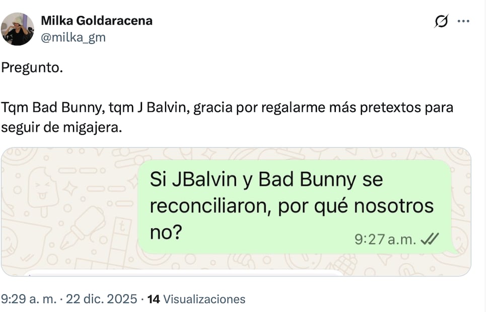 Los mejores memes de la reconciliación de Bad Bunny y J Balvin. Foto: Captura de pantalla