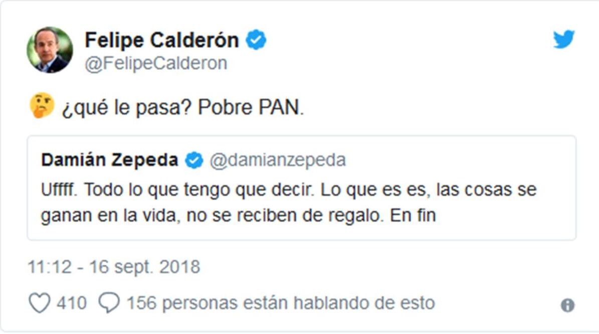 “Pobre PAN” escribe Felipe Calderón