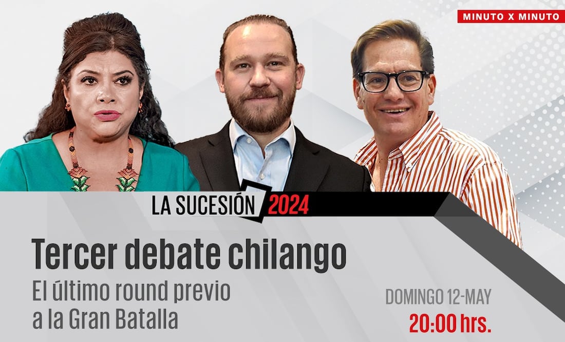 Este 12 de mayo se realiza el tercer y último debate rumbo a las elecciones de 2024. Se enfrentan Santiago Taboada, Clara Brugada y Salomón Chertorivski. / Foto: Diseño EL UNIVERSAL.