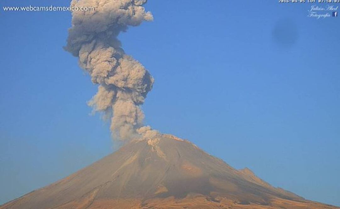 Imagen del Volcán Popocatépetl (Foto: @webcamsdemexico)