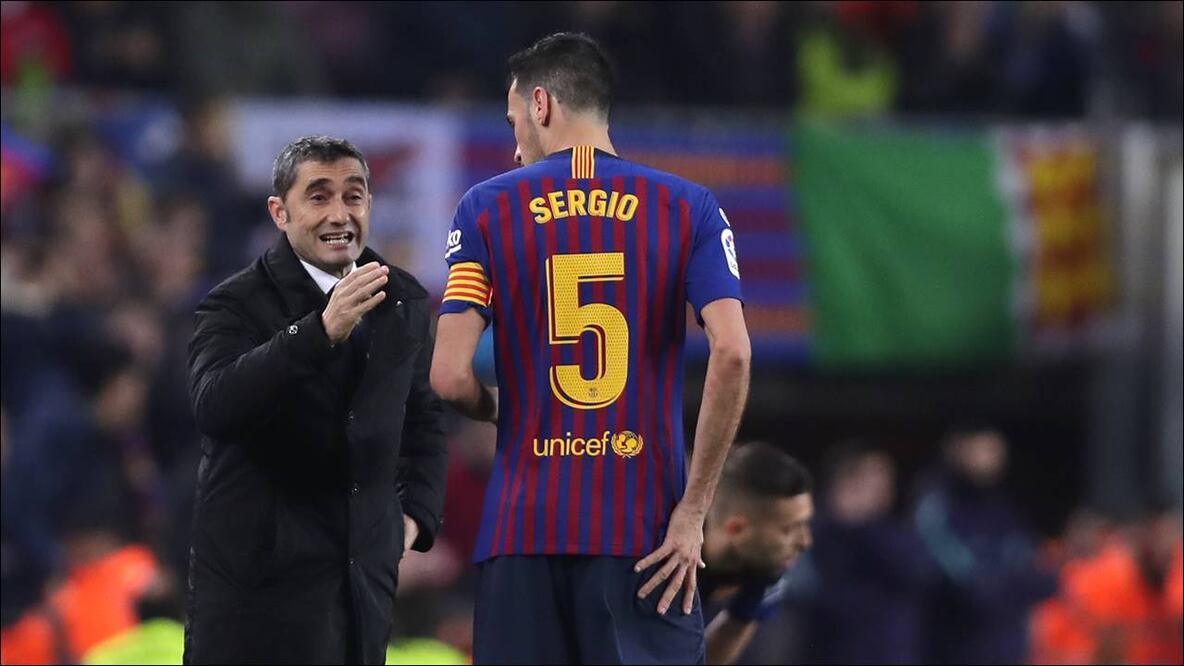 Ernesto Valverde, Sergio Busquets. FOTO: AP