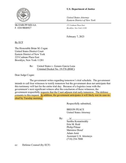 Juicio a Genaro García Luna: Fiscalía prevé terminar alegatos el martes 14 de febrero