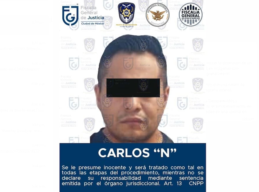 Carlos “N” fue aprehendido en la colonia Casas Blancas, en la ciudad de Santiago de Querétaro, estado de Querétaro. (Foto: especial)