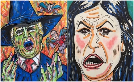 Retratos hechos por Jim Carrey arremeten contra miembros de la Casa Blanca