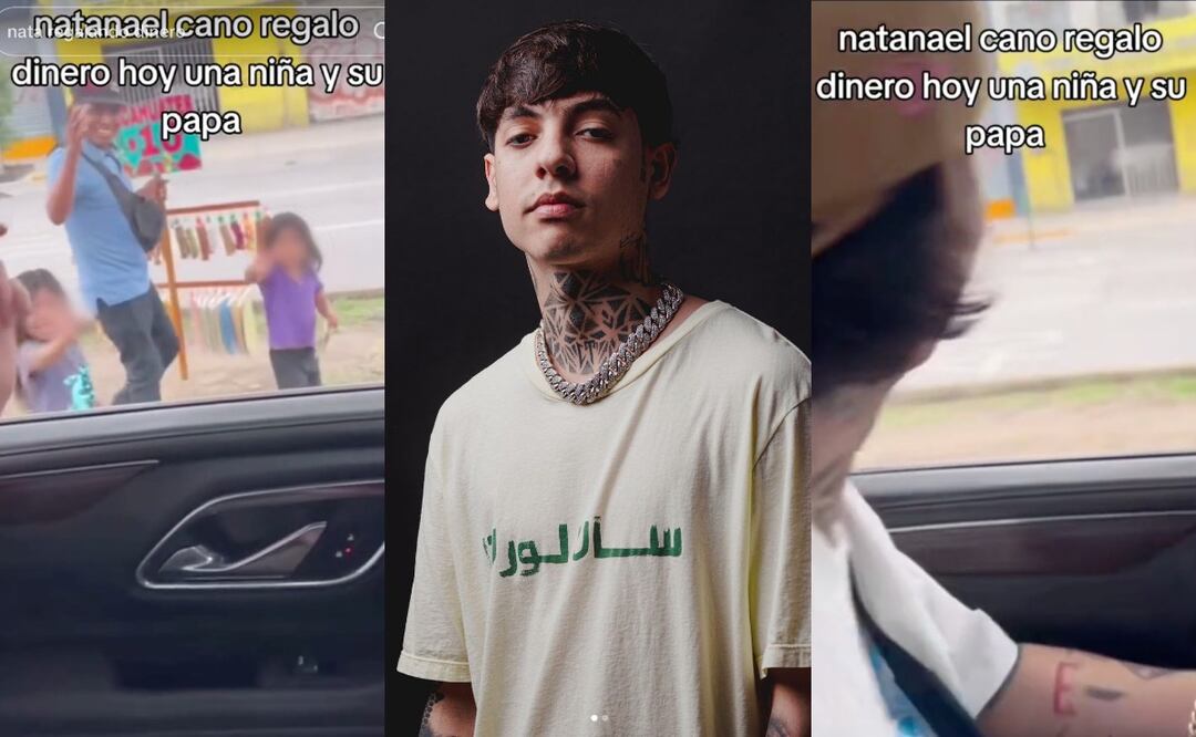 Natanael Cano entrega dinero a niña. / Foto: Captura video de TikTok e Instagram.