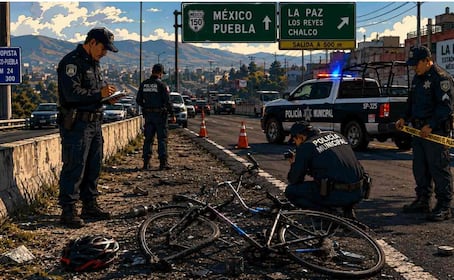 Cafre le destroza la cabeza a un ciclista y escapa sobre la México-Puebla