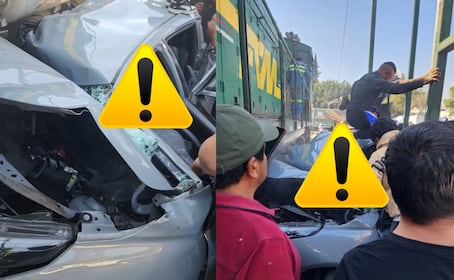 Automovilista queda prensado tras intentar ganarle el paso al tren en CDMX