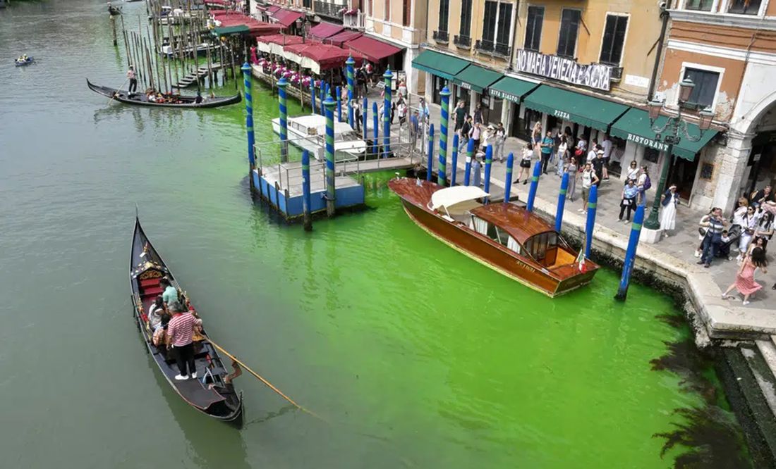 Canal de Venecia se tiñe de verde fluorescente. ¿Por qué?