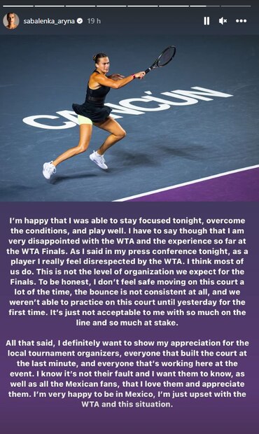 Aryna Sabalenka se expresó contra la WTA / Foto: Especiales