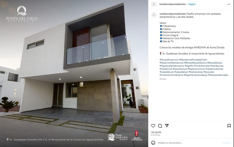 Casa en fraccionamiento Punta de Cielo, donde habitaba le magistrade Jesús Ociel Baena. / Foto: Instagram Punta de Cielo.