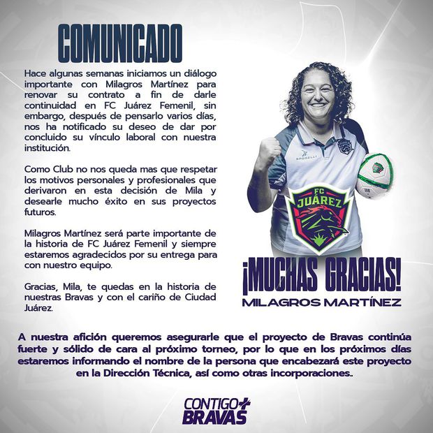 Comunicado de FC Juárez femenil