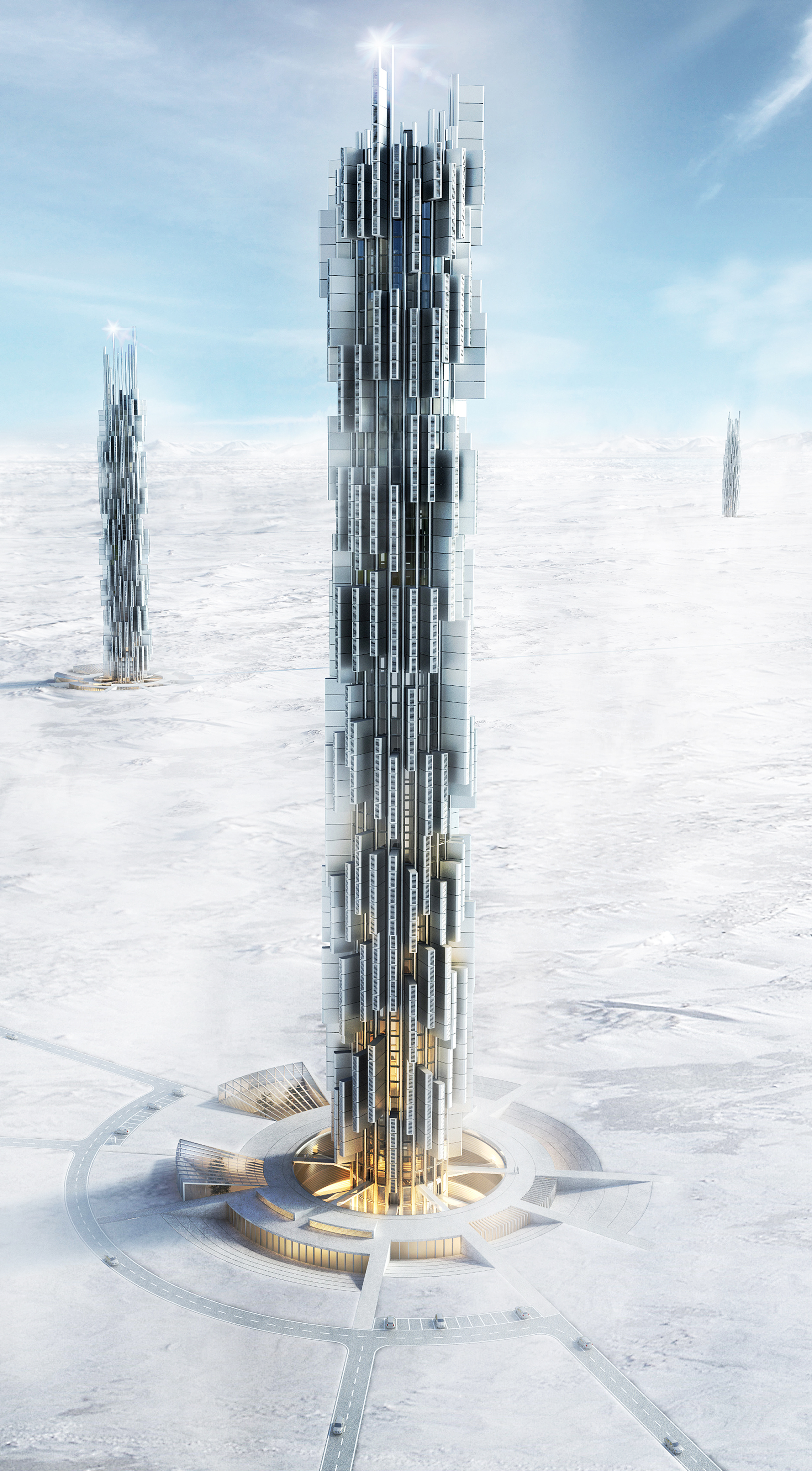 El proyecto Data Skyscraper es un centro de datos localizado en Islandia y concebido como una gigantesca placa base de ordenador con forma cil&iacute;ndrica