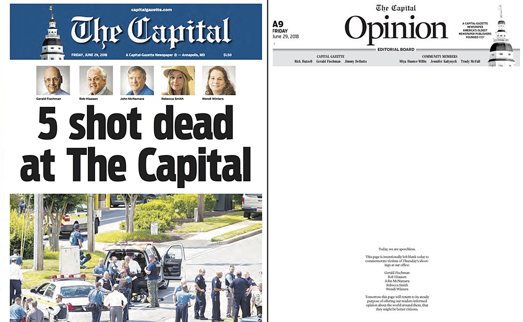 Tras tiroteo, diario de Maryland rinde tributo a las víctimas
