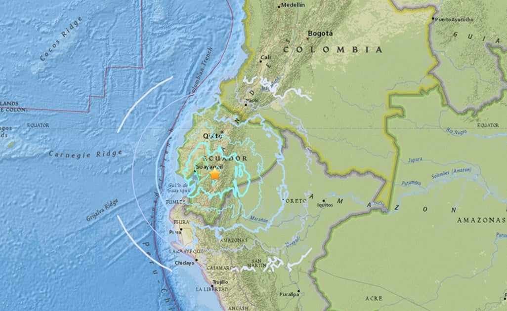 Se registra sismo de magnitud 6.2 en Ecuador