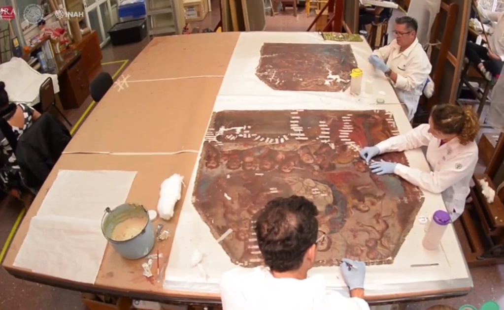 Continúa restauración de pinturas de Ocuilan dañadas por sismo