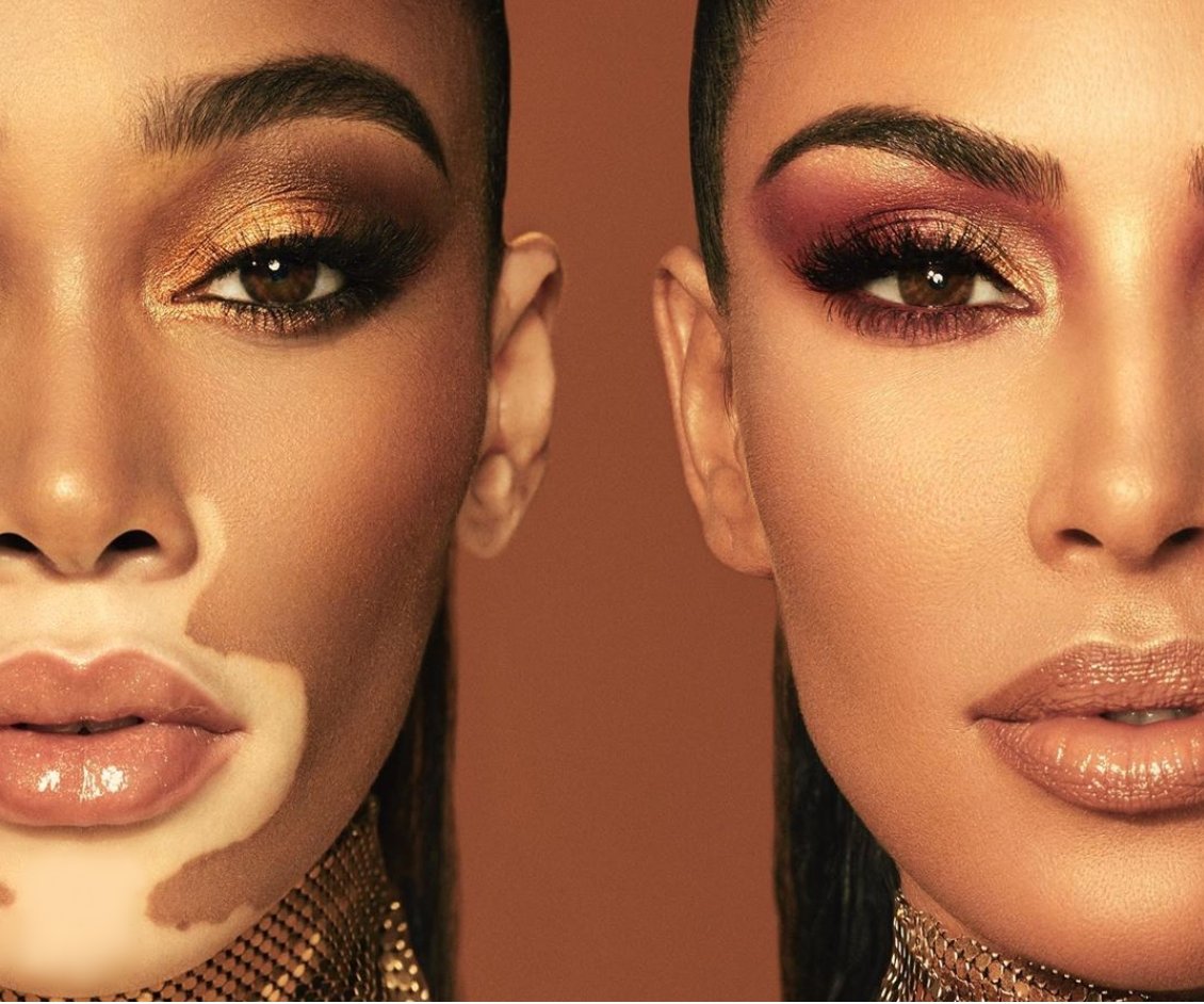 Kim Kardashian lanza línea de maquillaje con Winnie Harlow