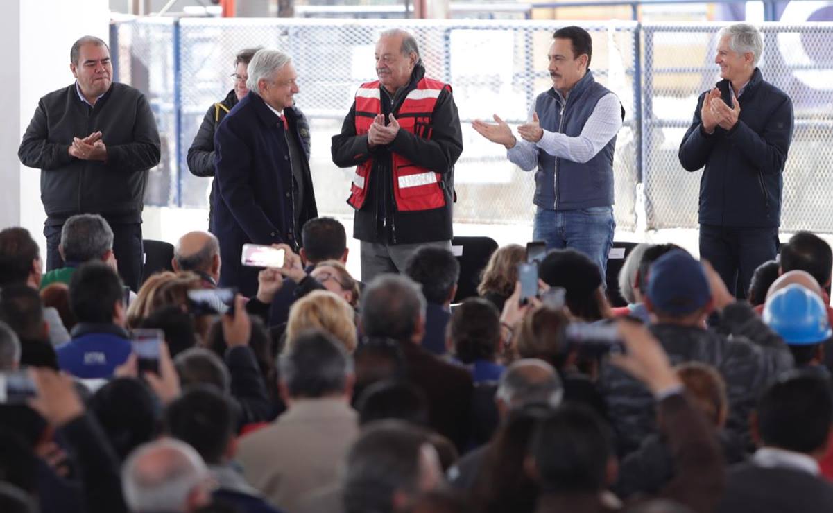 Carlos Slim acompañó al presidente López Obrador en la inauguración del Túnel Emisor Oriente