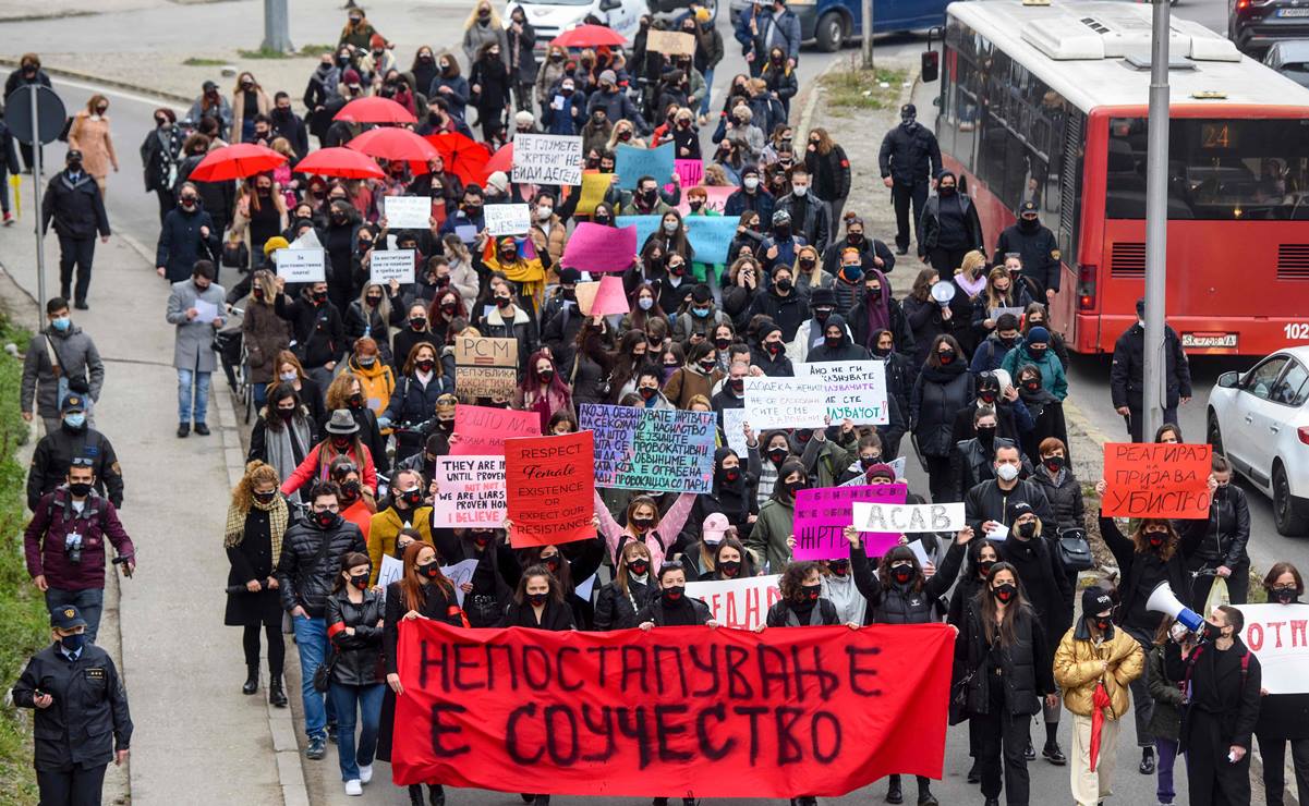 Llamando a la equidad de g&eacute;nero en el marco del D&iacute;a Internacional de la Mujer, feministas marcharon por calles de Macedonia del Norte este 8 de marzo
