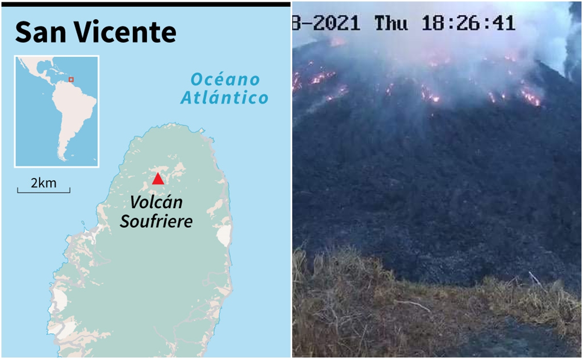 En erupción, el principal volcán de la isla caribeña San Vicente