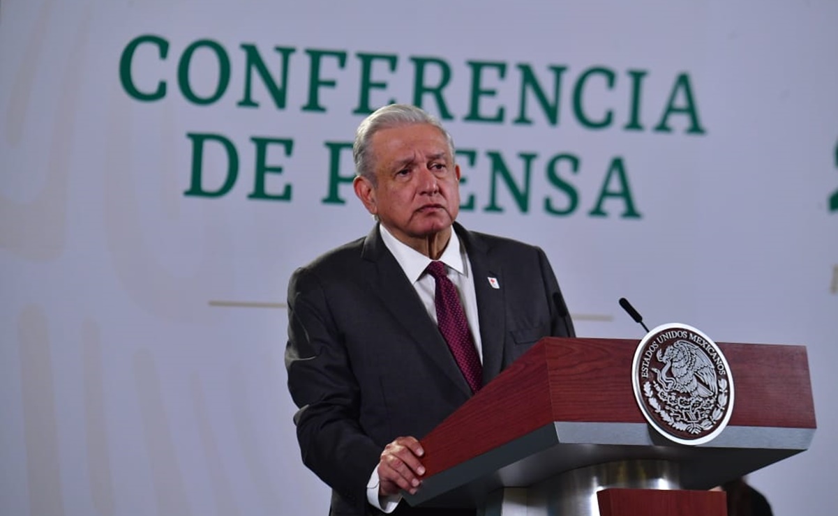 El presidente Andrés Manuel López Obrador en la mañanera de este viernes en Palacio Nacional