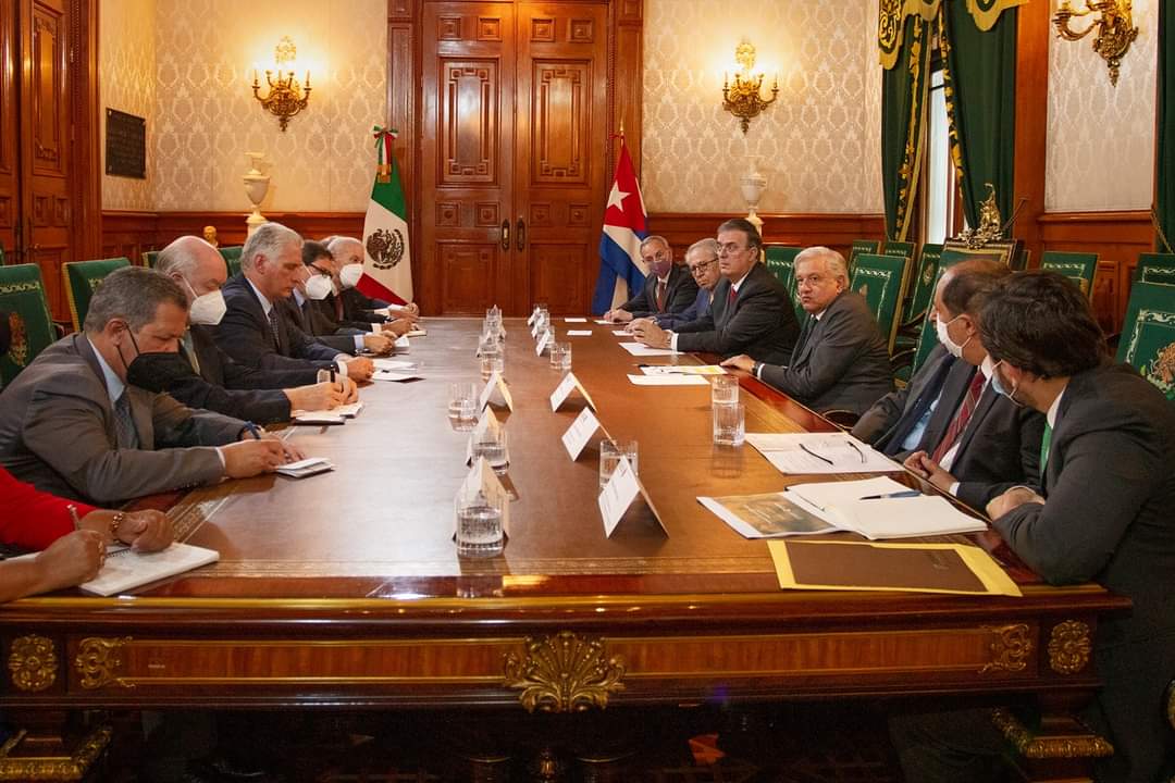 Encuentro bilateral entre el presidente cubano Miguel Díaz-Canel y el presidente de México, Andrés Manuel López Obrador.