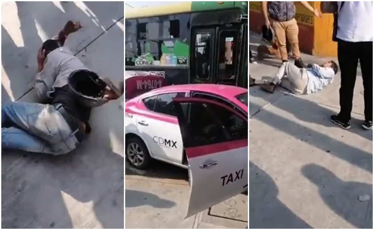 VIDEO Golpean a dos sujetos que intentaron robar a mujer a bordo de taxi en la GAM