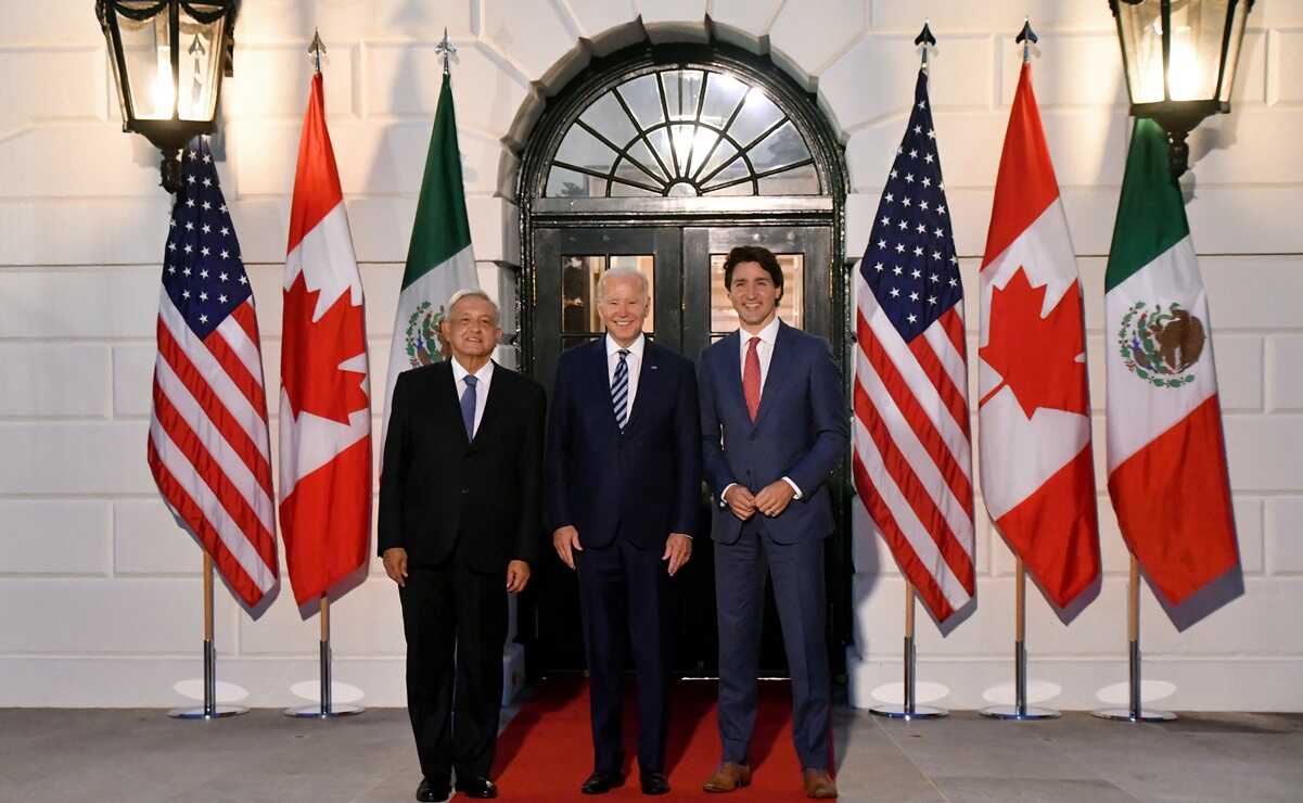Presidentes de México y EU, Andrés Manuel López Obrador y Joe Biden, así como el primer ministro de Canadá, Justin Trudeau