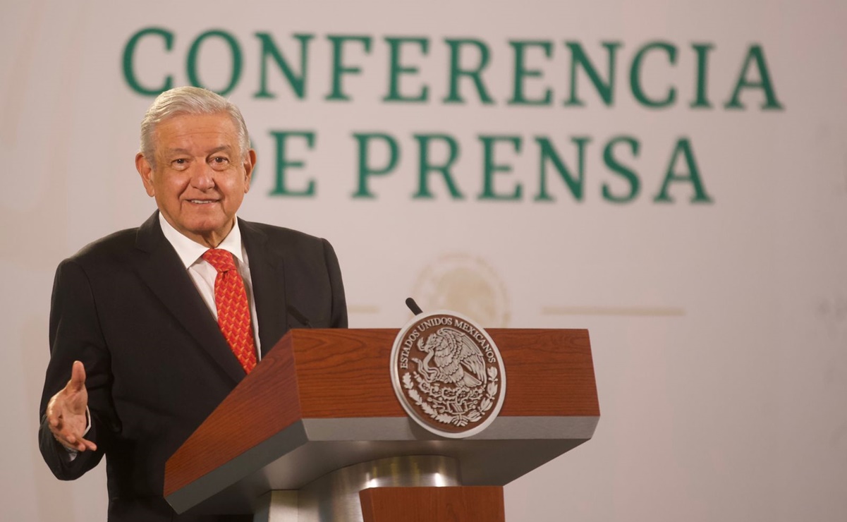 El presidente López Obrador en la conferencia matutina en Palacio Nacional