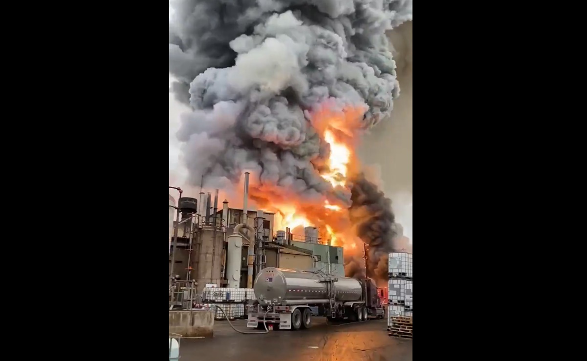 A large fire breaks out at a rural chemical plant in Illinois, USA