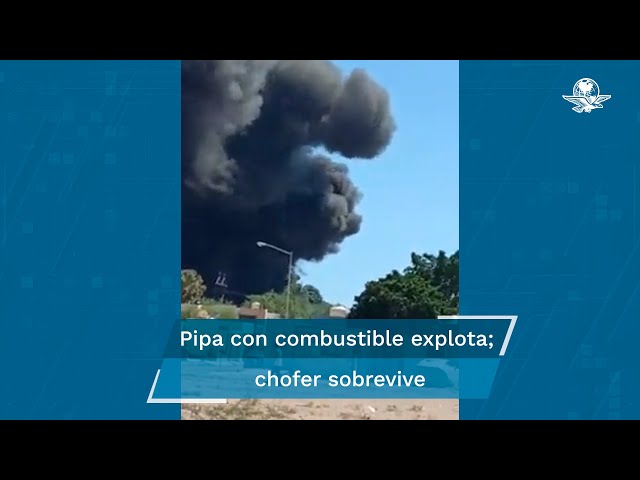 Explota pipa que transportaba combustible tras volcadura en Guaymas, Sonora